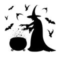 Happy Halloween poster with a silhouette of witch Royalty Free Stock Photo