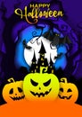Happy Halloween poster template, vector paper cut illustration Royalty Free Stock Photo