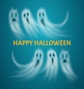 Happy Halloween Poster with Text Ghosts Vector Royalty Free Stock Photo