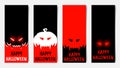 Happy halloween poster vertical mockups halloween party festive flyer flat vector background