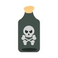Happy halloween, potion bottle with creepy skull trick or treat party celebration flat icon design