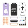 Happy Halloween printable stationery set. Creepy gift tags collection. Original labels templates to print and cut. Vector