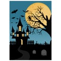 Happy Halloween pumpkin design on moon background, illustrations inspiration vector Royalty Free Stock Photo