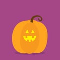 Happy Halloween. Pumpkin. Funny creepy scary smiling face. Glowing eyes. Cute cartoon kawaii baby character. Yellow candle light. Royalty Free Stock Photo