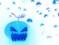 Happy Halloween  pumpkin head jack o'lantern 3d rendering in blue color Royalty Free Stock Photo