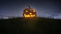 Happy halloween pumpkin on lawn Royalty Free Stock Photo