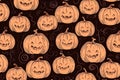 HAppy Halloween pumpkin pattern ai generated Royalty Free Stock Photo