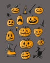 Happy halloween, pumpkin set for your design Royalty Free Stock Photo