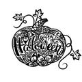 Happy Halloween pumpkin template lettering, vector Royalty Free Stock Photo