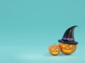 Happy Halloween Pumpkins background. 3D Render design stage podium