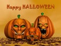 Happy halloween pumpkins - 3D render