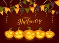 Happy Halloween with Pumpkins and Pennants