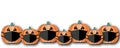 Happy Halloween with pumpkins and surgical mask on a white background, Halloween illustration. Royalty Free Stock Photo