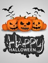 Happy Halloween Pumpkins White Background Card Royalty Free Stock Photo