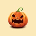 Realistic vector Halloween pumpkin. Angry scaring face Halloween pumpkin on light background.