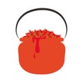 Happy halloween, red bucket with candies sweet trick or treat party celebration flat icon