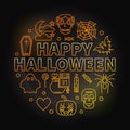 Happy Halloween round vector colorful outline illustration Royalty Free Stock Photo