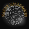 Happy Halloween round vector creative Holiday line illustration Royalty Free Stock Photo