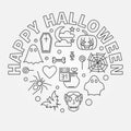 Happy Halloween round vector Holiday outline illustration Royalty Free Stock Photo