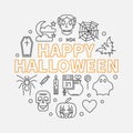 Happy Halloween round vector outline minimal illustration Royalty Free Stock Photo