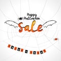 Happy Halloween sale background with flying sale bat wings Royalty Free Stock Photo