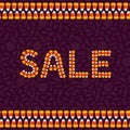 Happy Halloween sale typography poster. Holiday advertisement lettering. Candy corn text effect. Trick or treat backdrop