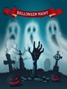 Happy Halloween Scary Cemetery Poster Text Vector