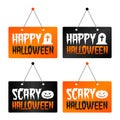 Happy Halloween - Scary Halloween hanging Signs. Eps10 Vector.