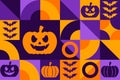 Happy Halloween. Seamless geometric pattern. Template for background, banner, card, poster. Vector EPS10 illustration. Royalty Free Stock Photo