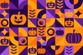 Happy Halloween. Seamless geometric pattern. Template for background, banner, card, poster. Vector EPS10 illustration. Royalty Free Stock Photo