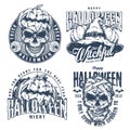 Happy Halloween set monochrome posters Royalty Free Stock Photo