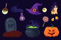 Happy Halloween. Set of Halloween symbols Royalty Free Stock Photo