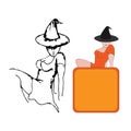 Happy Halloween. Sexy witch and banner. Vector illustration Royalty Free Stock Photo