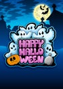 Happy Halloween sign with ghosts Royalty Free Stock Photo