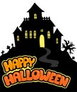 Happy Halloween sign with house Royalty Free Stock Photo