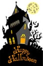 Happy Halloween sign with mansion Royalty Free Stock Photo