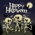 Happy Halloween Skeleton Dancing In Graveyard Royalty Free Stock Photo
