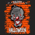 Happy Halloween. Skull dead clown