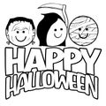 happy halloween with smiley face monsters Royalty Free Stock Photo