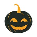 Happy halloween, smiling black pumpkin trick or treat party celebration flat icon design