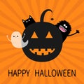 Happy Halloween. Smiling pumpkin face silhouette. Royalty Free Stock Photo