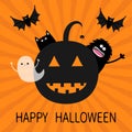 Happy Halloween. Smiling pumpkin face silhouette. Royalty Free Stock Photo