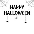 Happy Halloween. Spider set hanging. Dash line web. Bones text font. Bone letter type. Cute cartoon kawaii baby animal character. Royalty Free Stock Photo