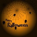 Happy Halloween spider web and spiders for greeting card - Vector illustration Royalty Free Stock Photo