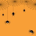 Happy Halloween spider web and spiders for greeting card - Vector illustration Royalty Free Stock Photo