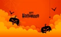 Happy halloween spooky card in paper cut style Royalty Free Stock Photo