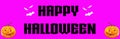 Happy Halloween - A spooky Halloween banner with scary bats and vampire pumpkins Royalty Free Stock Photo