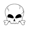 Happy halloween, spooky skull and bone trick or treat celebration line icon style