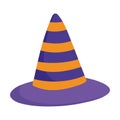 Happy halloween, striped witch hat, trick or treat celebration