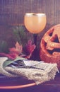Happy Halloween Table With Jack O Lantern Pumpkin